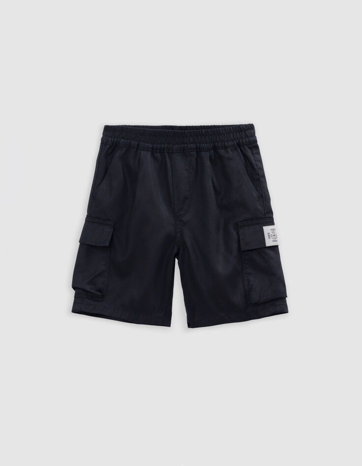 Schwarze Jungen-JOGGER-Bermudas aus Lyocell-Mix-2