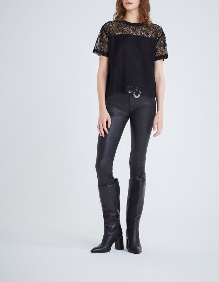 Women’s black lace top with slogan-6 Women’s black lace top with slogan-6