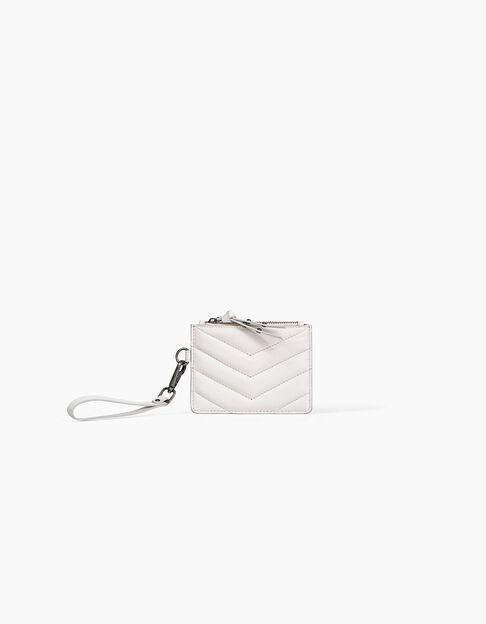WHITE 1440 BANKER Women's quilted chevron card case