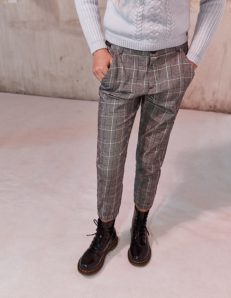 Pantalon noir à carreaux fille-1