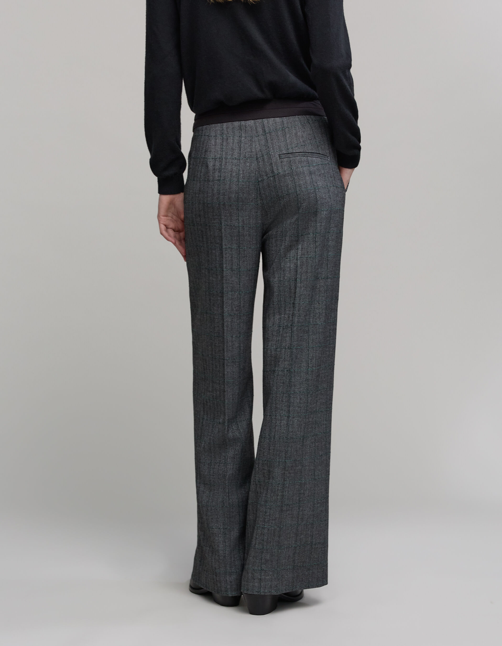 Women's black herringbone check suit pants IKKS