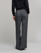 Women's black herringbone check suit pants-4