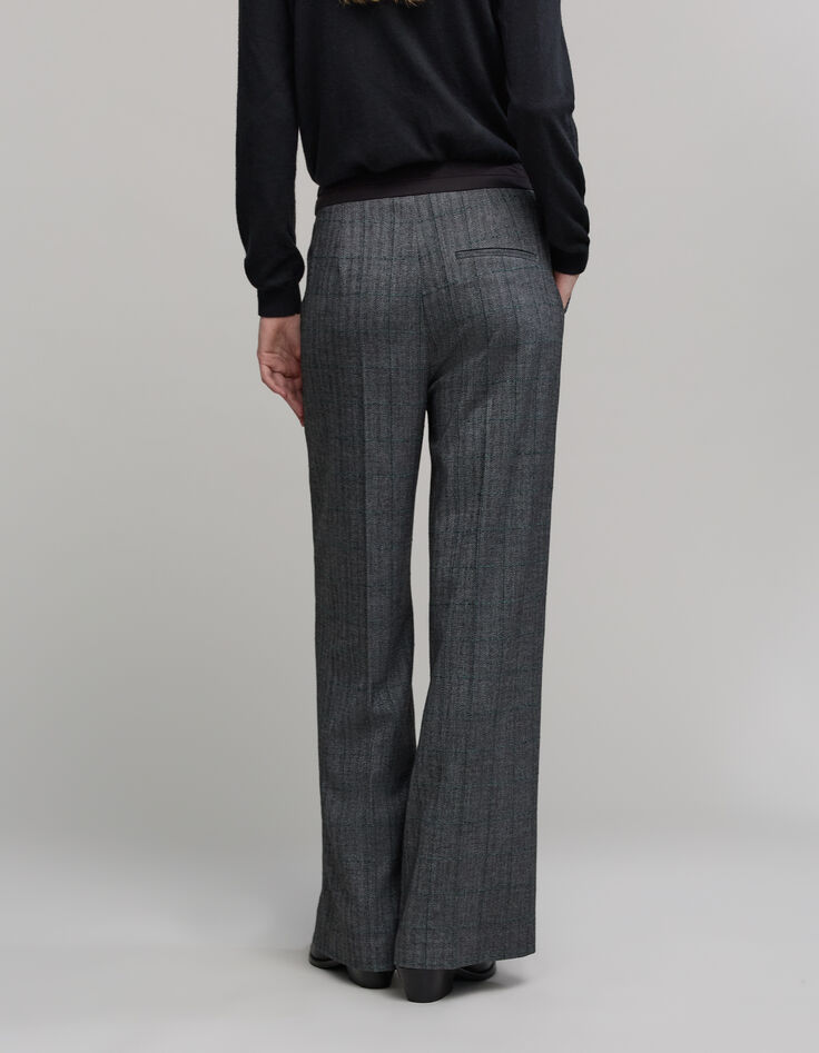 Women's black herringbone check suit pants-4