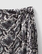 Jupe blanc cassé satinée imprimé python graphique Femme-7