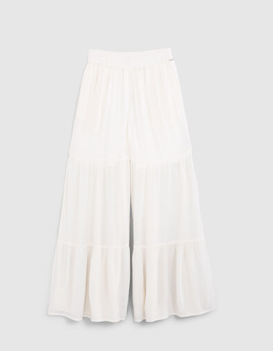 Cremewei&szlig;e, weite M&auml;dchenhose aus LENZING&trade; ECOVERO&trade; - IKKS