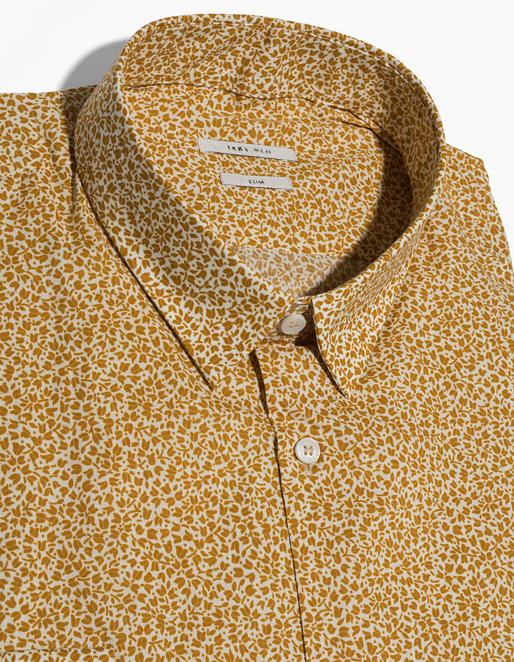 Camisa slim amarilla estampado florecitas Hombre-2