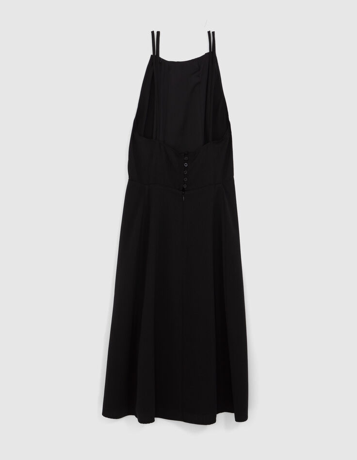 Robe longue noire recyclée Femme-5