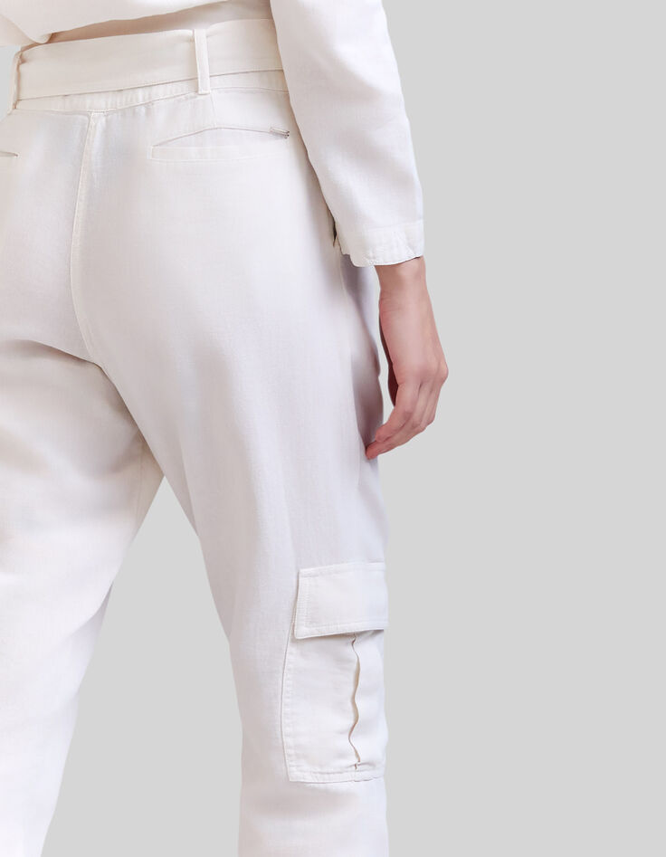 Pantalón battle blanco caliza algodón cinturón-5