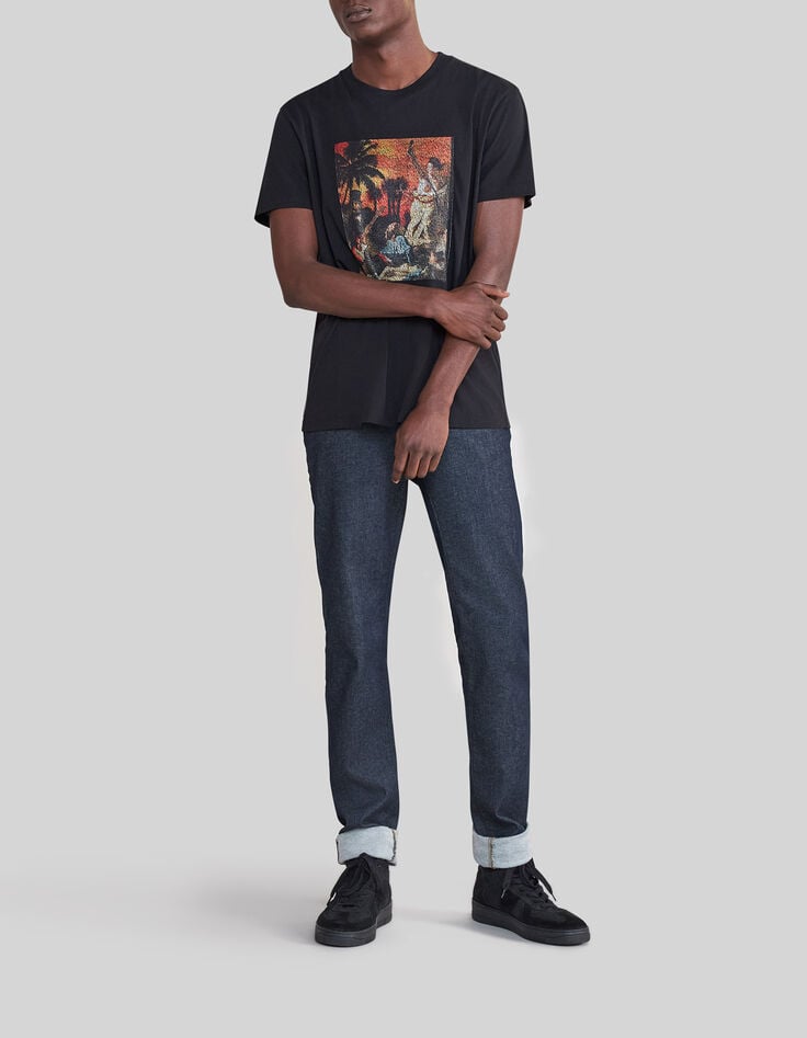 Schwarzes Herren-T-Shirt mit Arty-Rock-Stickerei-2