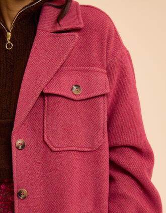 Manteau long rose motif rayures I.Code