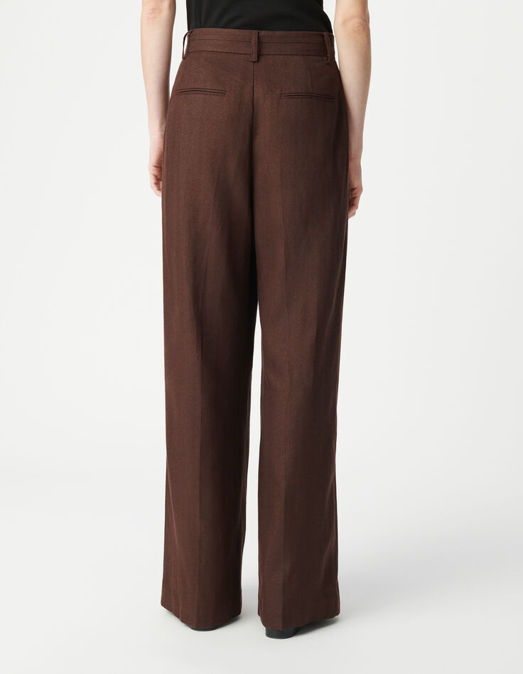 Braune Anzughose mit Paillettenbesatz für Damen mit weitem Bein-4