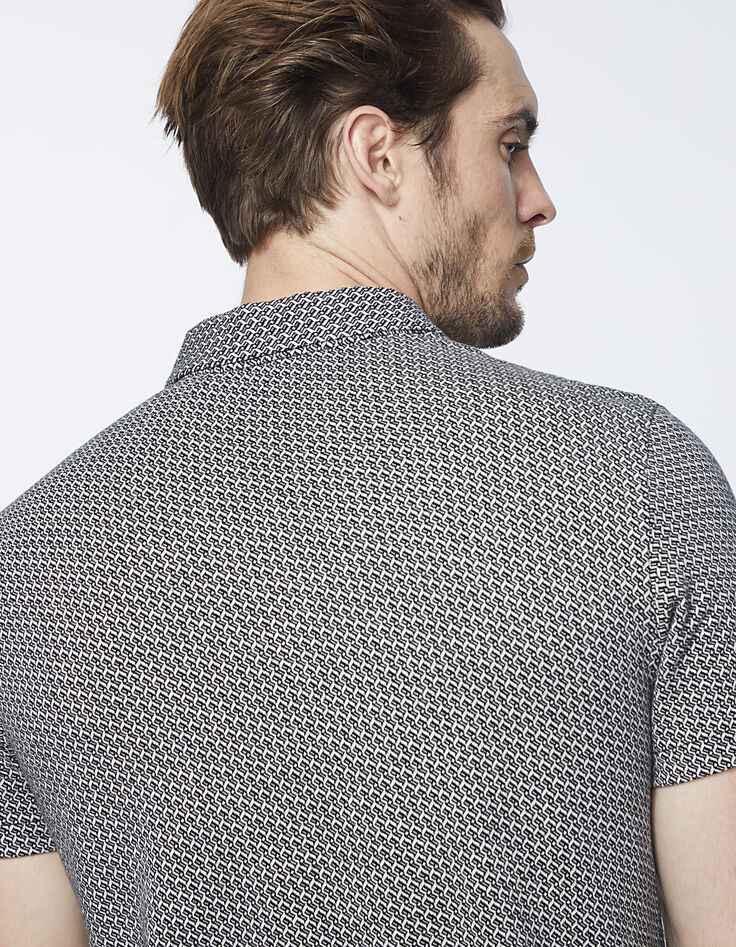 Men’s black minimalist Jacquard polo shirt-5