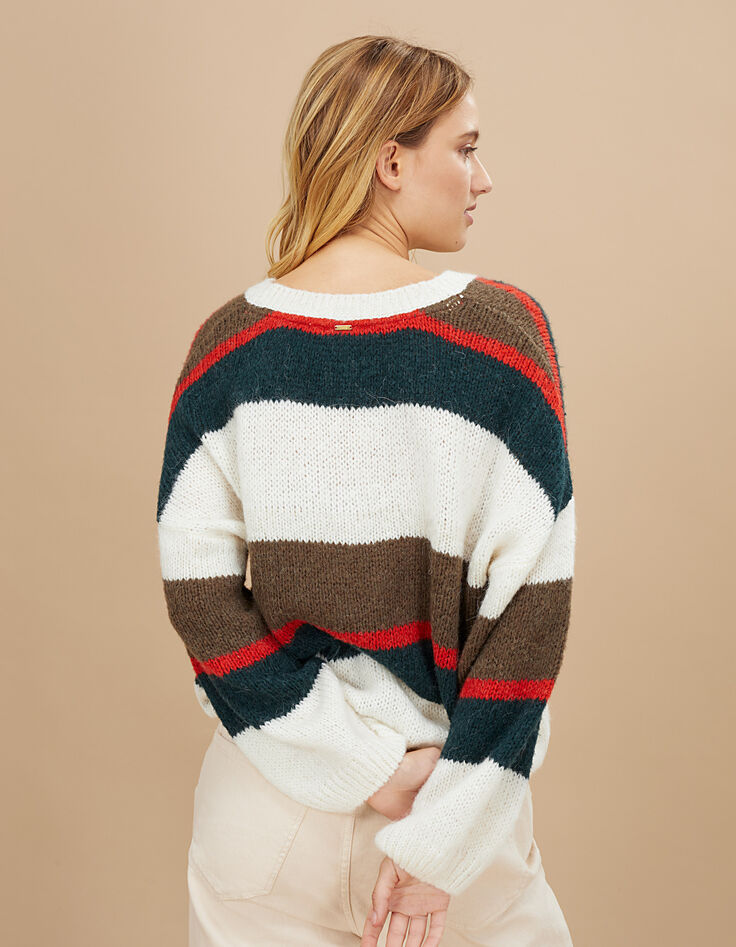 I.Code babery green, ecru, khaki and red sweater-3