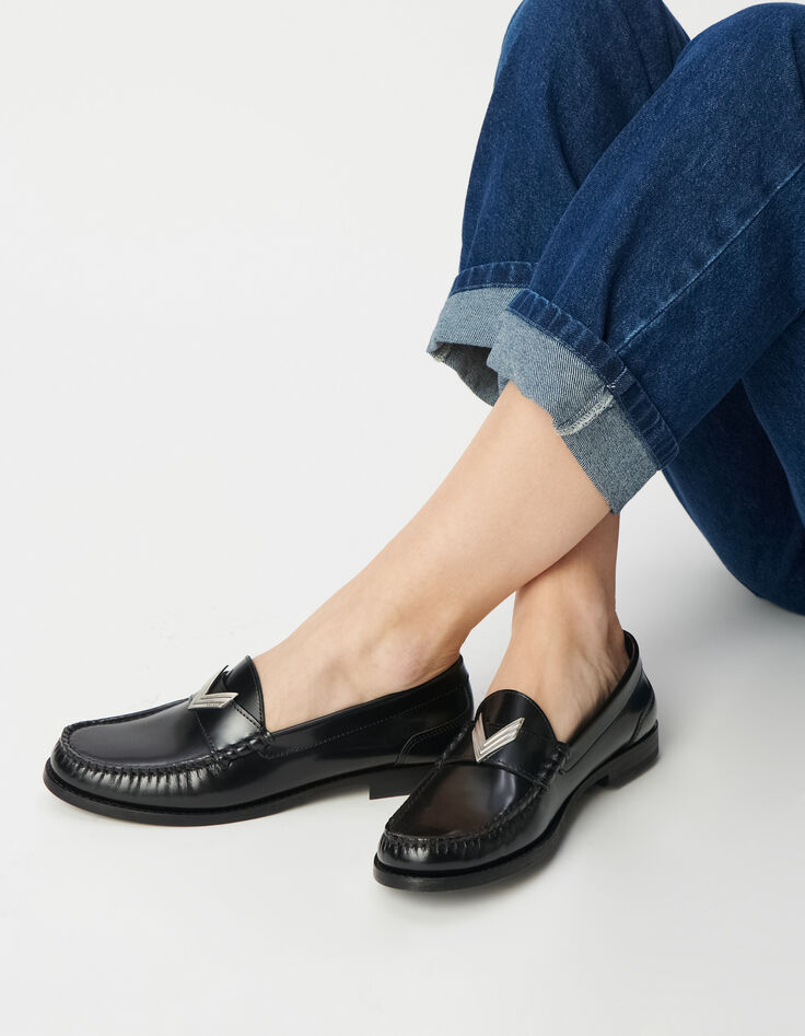 Glacé leren zwarte loafers Ligne 111 Femme-7