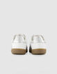 Baskets blanches mix cuirs Femme-4