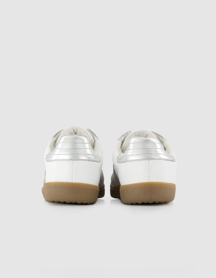 Baskets blanches mix cuirs Femme-4
