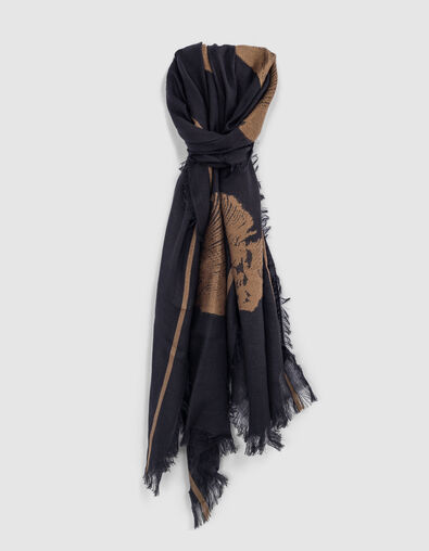 Foulard camel jacquard têtes de mort écrues Femme - IKKS