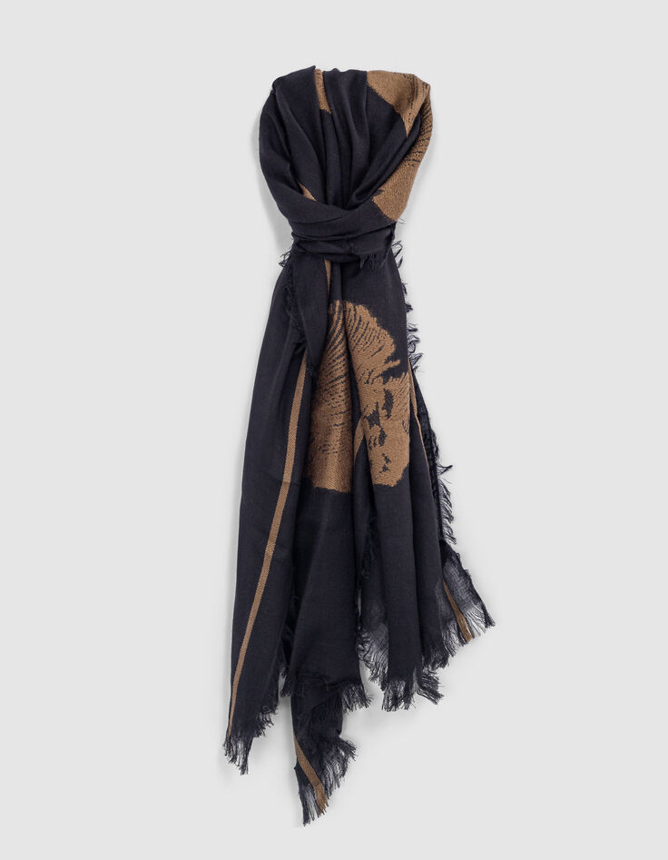 Foulard camel jacquard têtes de mort écrues Femme-1