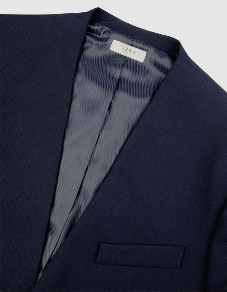 Veste de costume bleu fonc&eacute; sans col Homme-3
