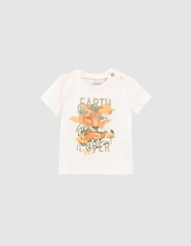 Camiseta crudo algodón ecológico guepardo bebé niño-1