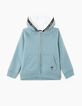 Cardigan vert de gris à capuche IKKS Experience garçon -1