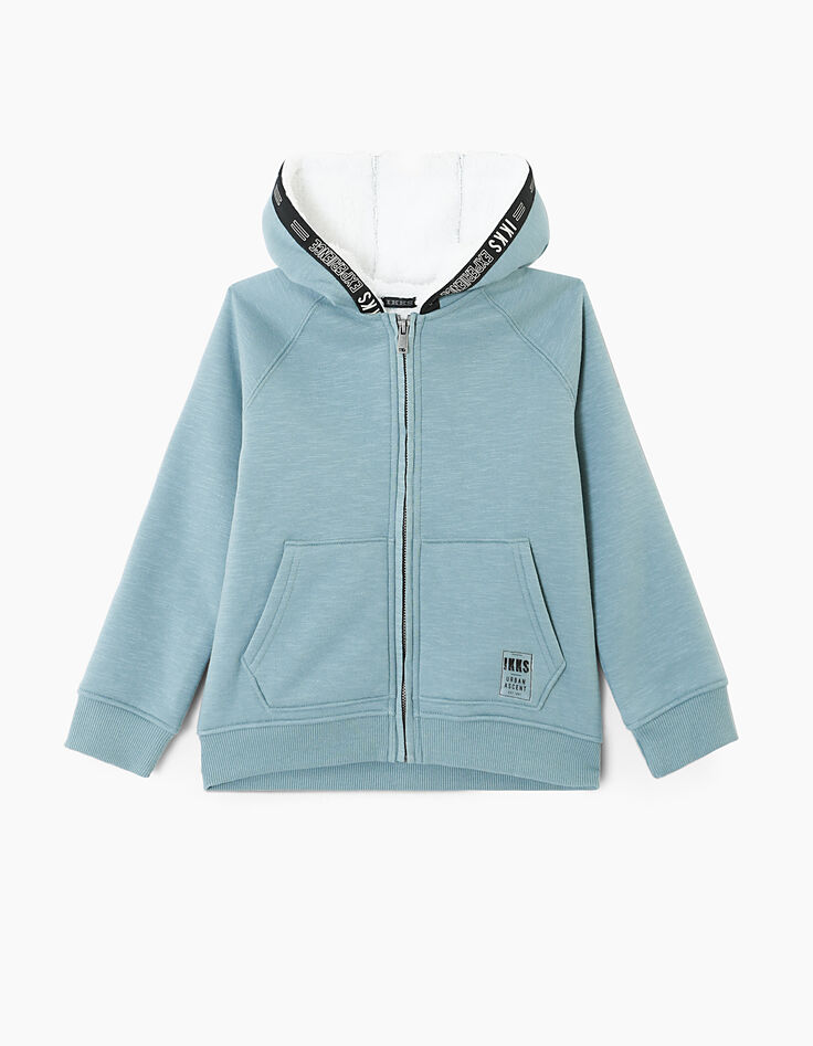 Cardigan vert de gris à capuche IKKS Experience garçon -1 Cardigan vert de gris à capuche IKKS Experience garçon -1