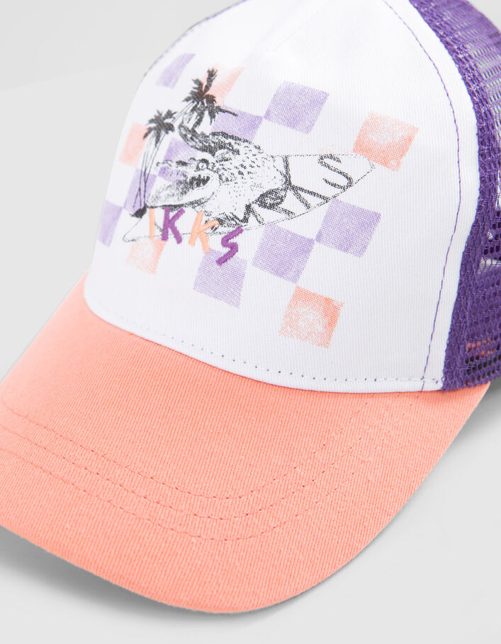 Boys’ orange, white, purple cap with crocodile - IKKS