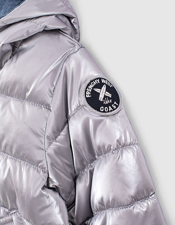 Doudoune réversible argent et Tencel® bleu bébé fille-3