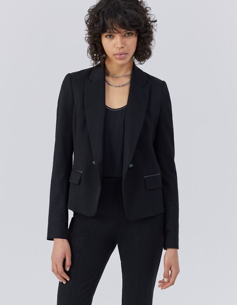 Women’s black twill fitted suit jacket