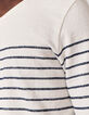 Off White Herrenmatrosenshirt mit blauen Streifen-4