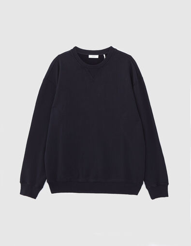 Sweat Uni en coton marine Homme - IKKS