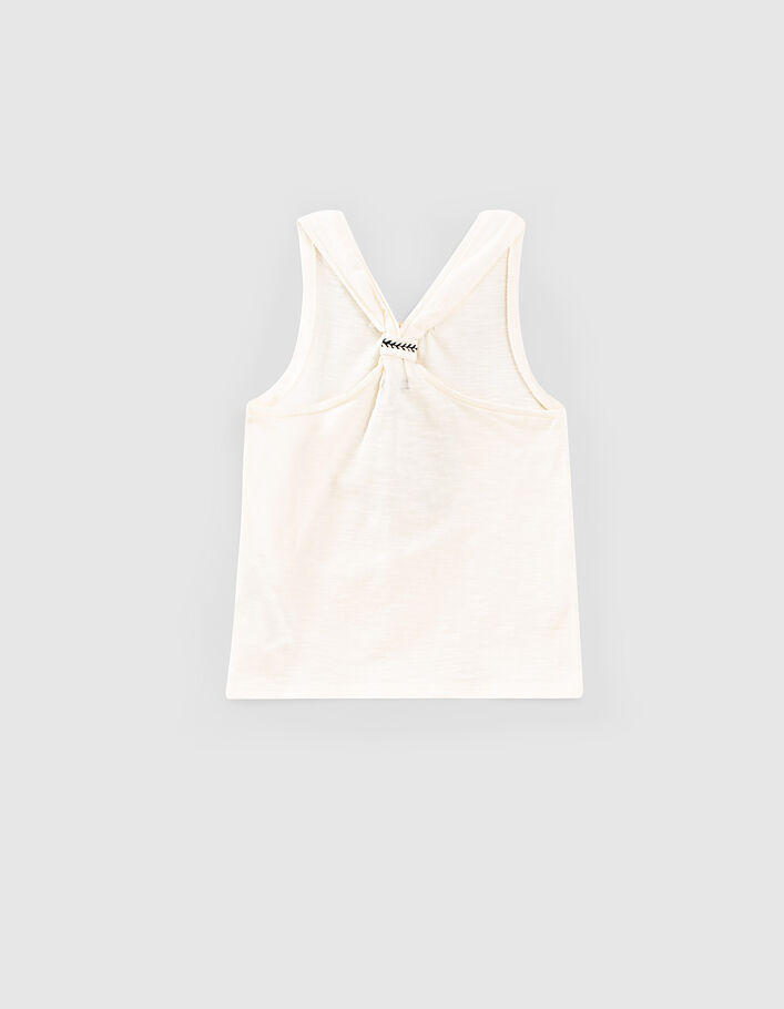 Girls’ ecru organic vest top with polaroid photo image - IKKS