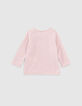 Camiseta rosa empolvado gato-corona bebé niña-3