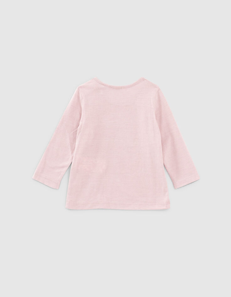 Camiseta rosa empolvado gato-corona bebé niña-3
