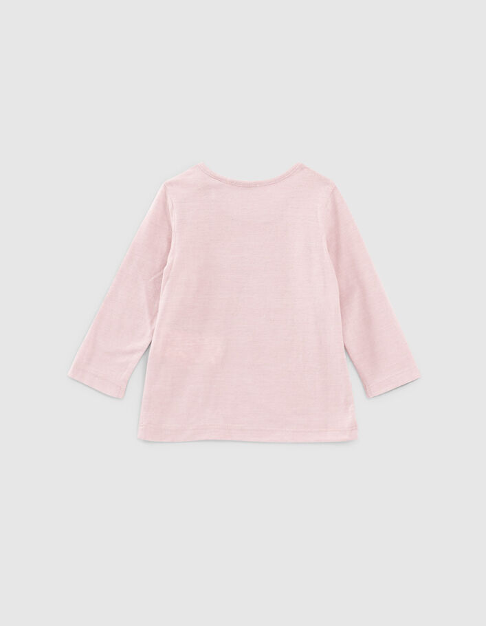 T-shirt rose poudré visuel chat-couronne bébé fille-3