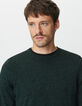Pull vert tricot mouliné Homme-4