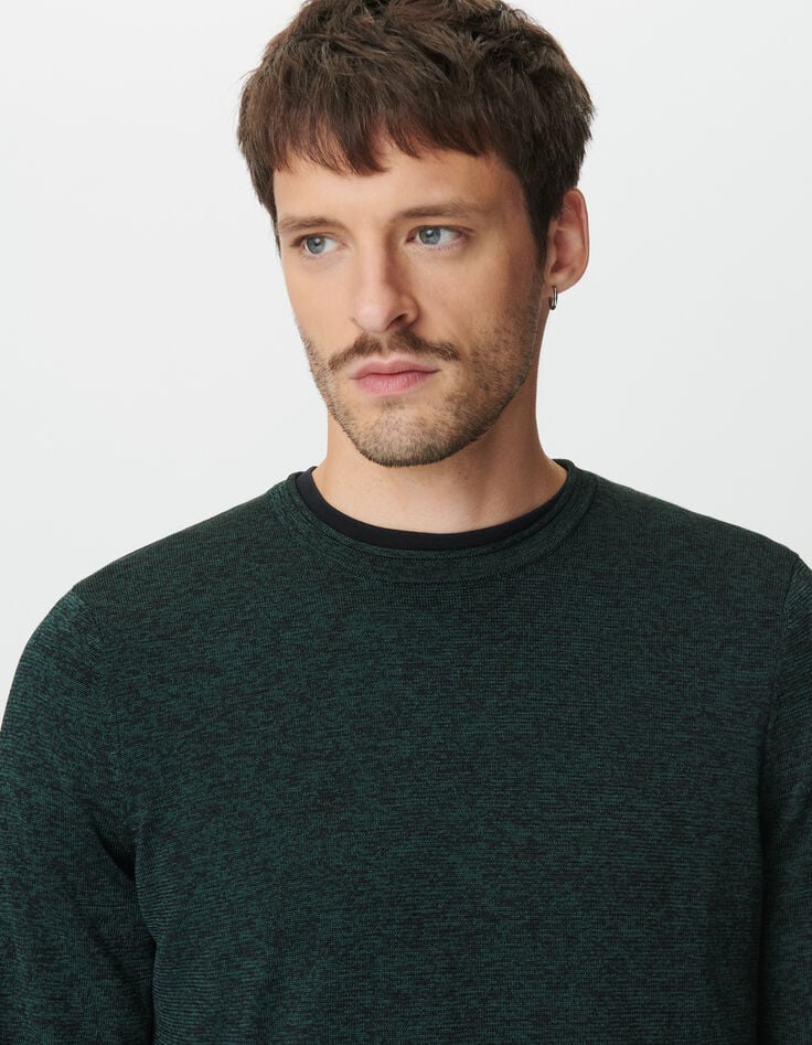 Pull vert tricot mouliné Homme-4 Pull vert tricot mouliné Homme-4