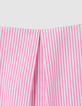 Girls’ white short-sleeved T-shirt with pink stripes-8