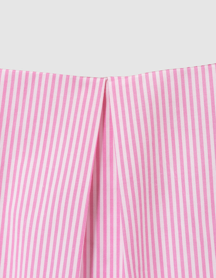 Girls’ white short-sleeved T-shirt with pink stripes-8
