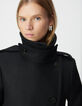 Manteau long noir lainage esprit caban ceintur&eacute; Femme-5