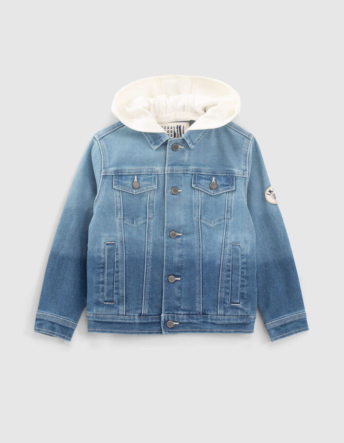 Veste en jean bleu capuche amovible - IKKS