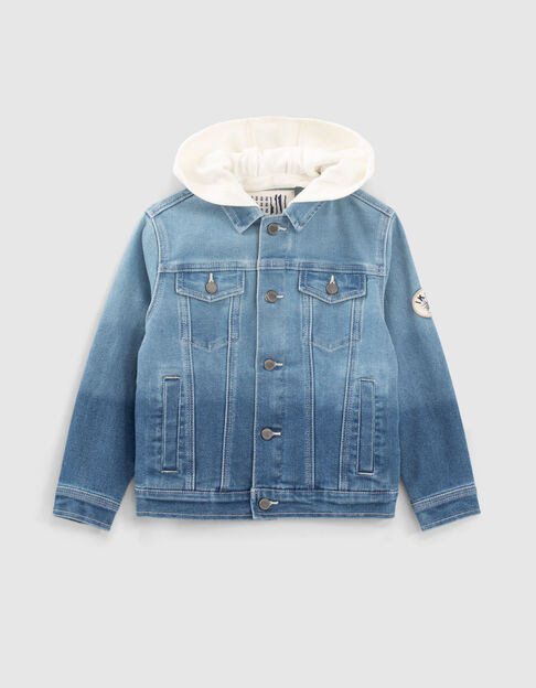 Boys’ blue denim jacket with detachable hood