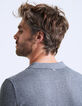 Men’s grey cotton knit polo shirt-5
