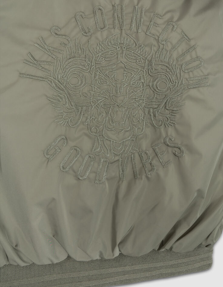 Reversible khaki and beige jacket for boy-9
