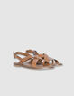 Women's camel leather sandals entredoigt plates-4