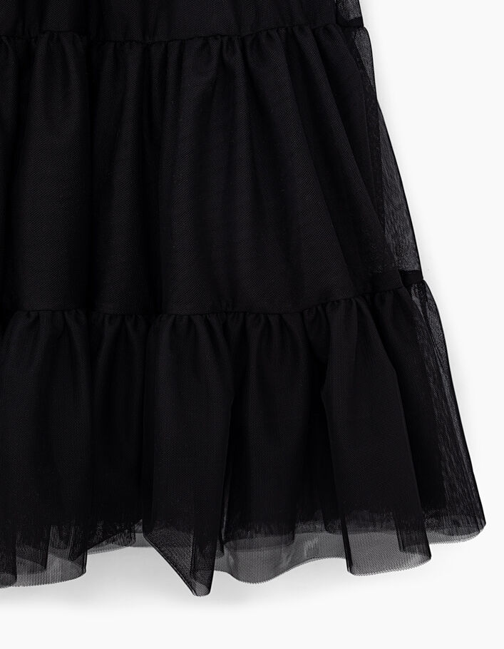 Schwarzes Mädchenkleid aus Mischgewebe mit Tüllrock - IKKS