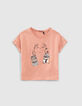 T-shirt dusty rose bio avec mains formant un cœur fille-1