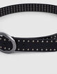Cinturón vaquero piel negra tachuelas hebilla metal mujer-4