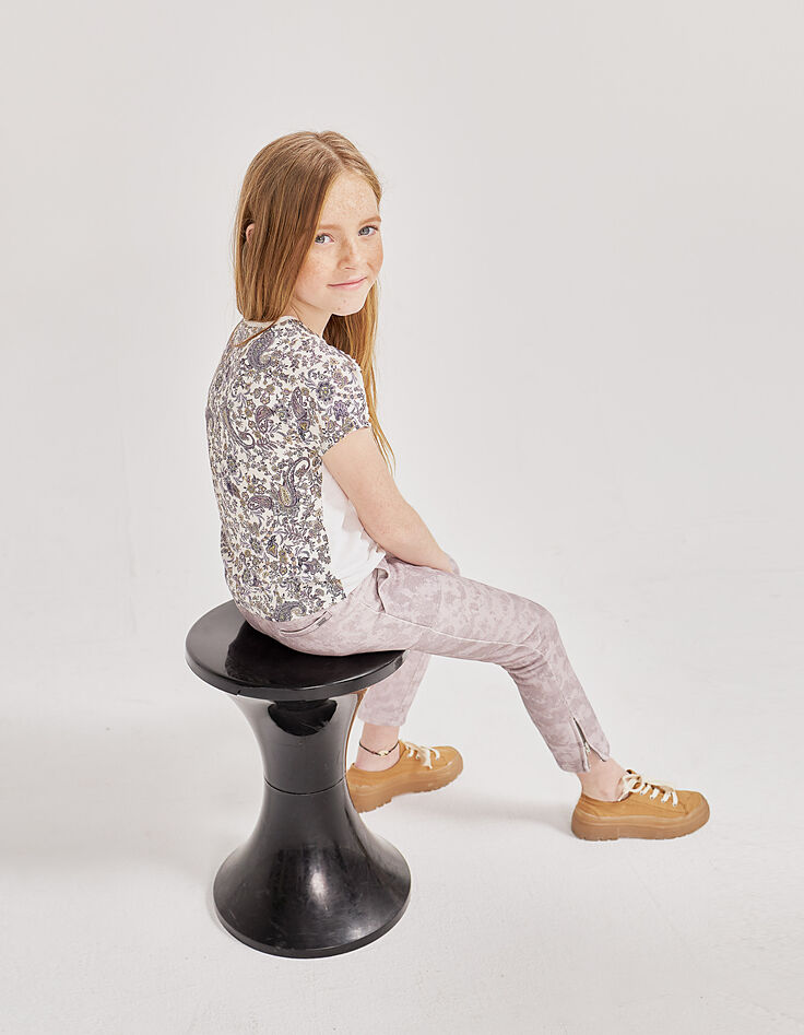 Wit T-shirt twee materialen Ecovero® kasjmier rug meisjes-7