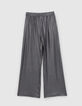 Pantalon silver maille lam&eacute;e taille smock&eacute;e fille-3